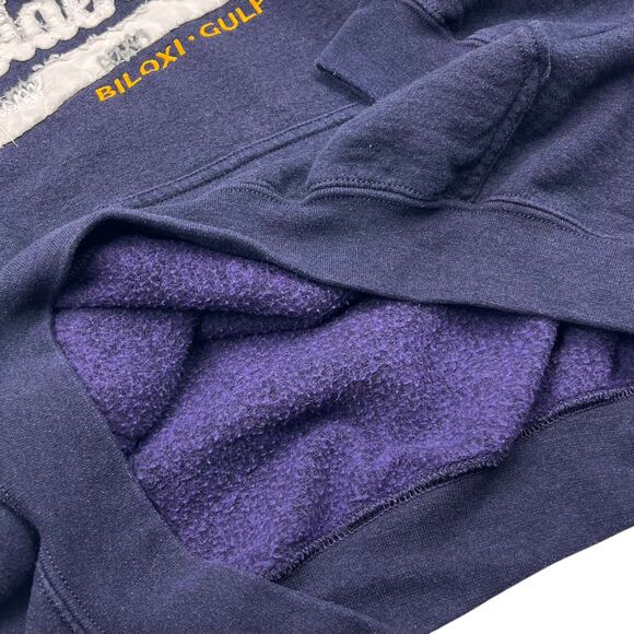 Golden Nugget Casino Mens Navy Cotton Blend Fringe Embroidered Logo Hoodie Sz M - Picture 3 of 11